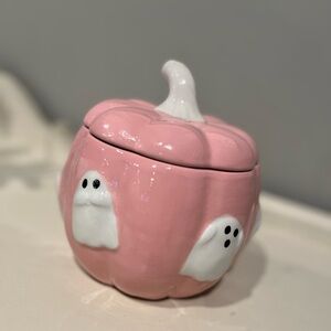 Pink Pumpkin Ghost Ceramic Jar